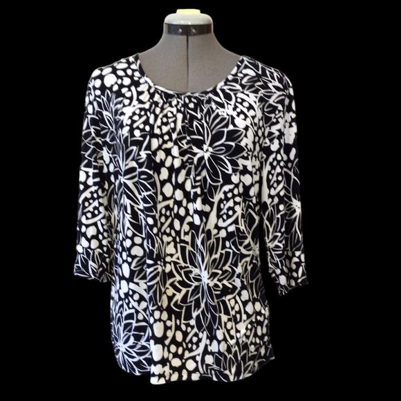 Black and white jersey knit top, medium, Carroll Reed - Picture 1 of 3